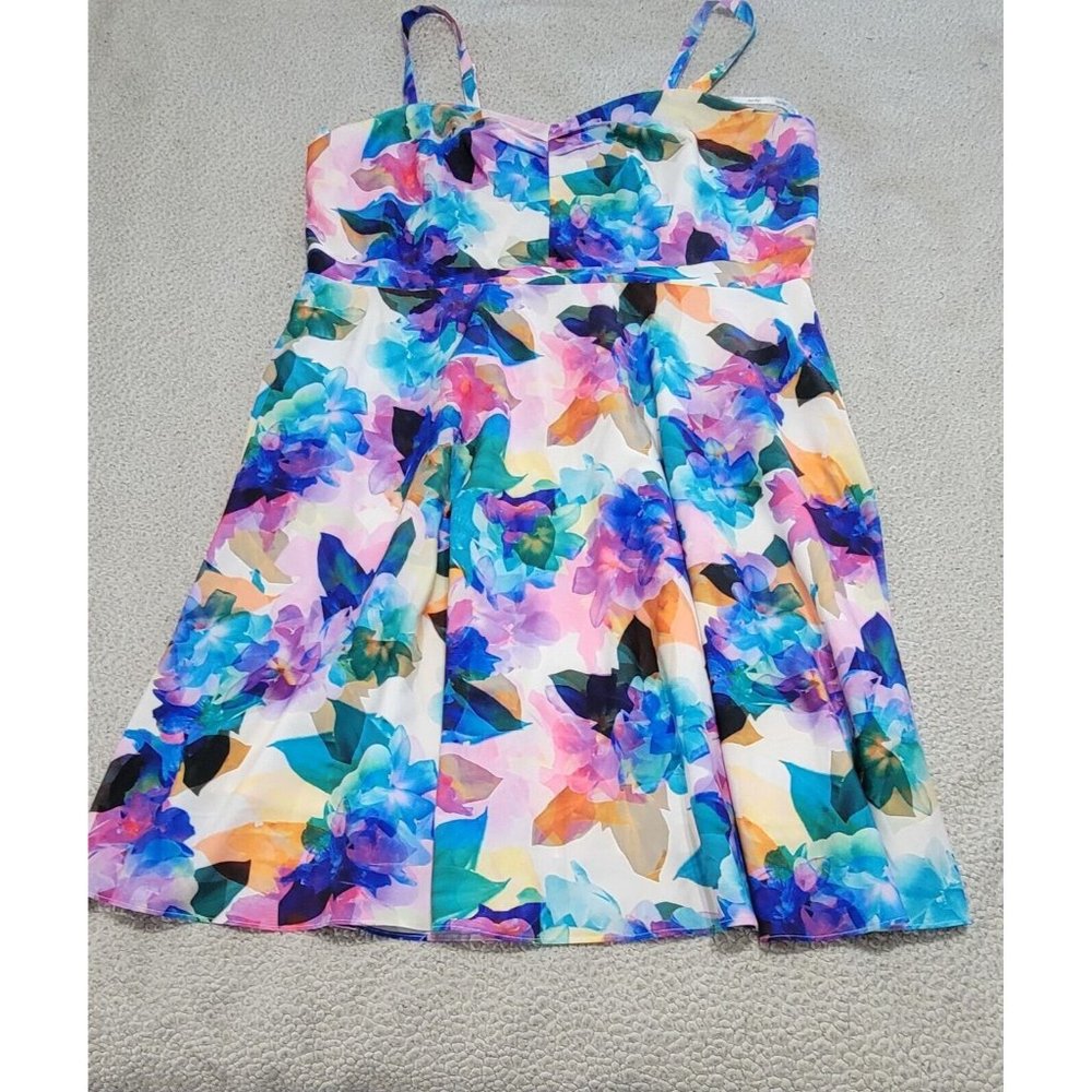 City Chic Women's Multicolor Floral Dress Sleeveless Lined Pleated Size L/20 - Picture 6 of 14
